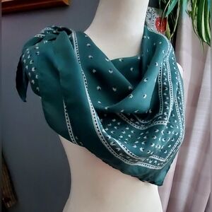 Abercrombie & Fitch Silk Green Bandana Scarf